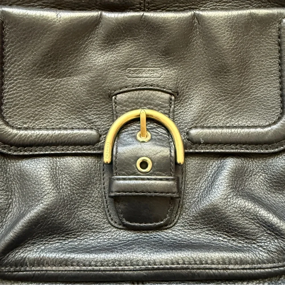 Coach black leather satchel with gold hardware purse - Picture 3 of 14